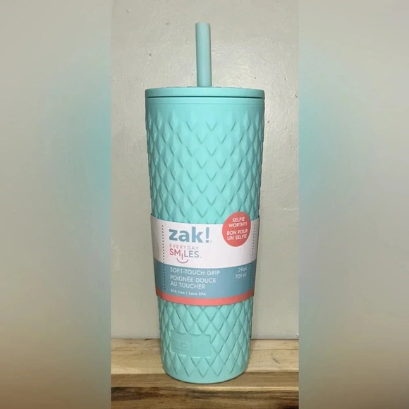 zak! Mint Green Tumbler with Sealing Lid + straw. Soft-Touch Grip. 24oz. NWTS!! - Picture 2 of 12